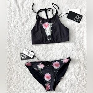 NWT- CHASER Western Bull Skull 2 Piece Bikini Set